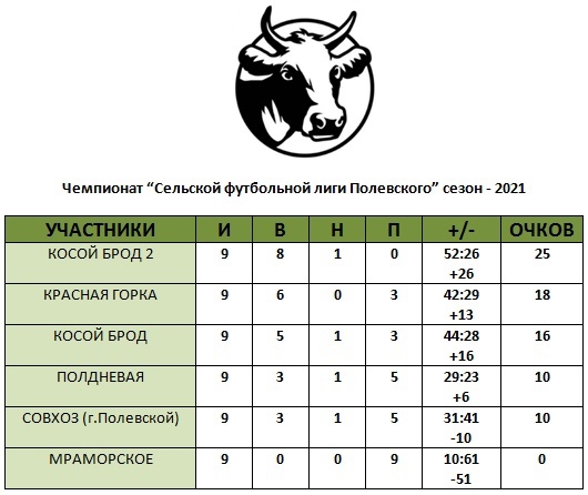 Updated table of the Rural Football League Polevsky - My, Football, Sport, Standings