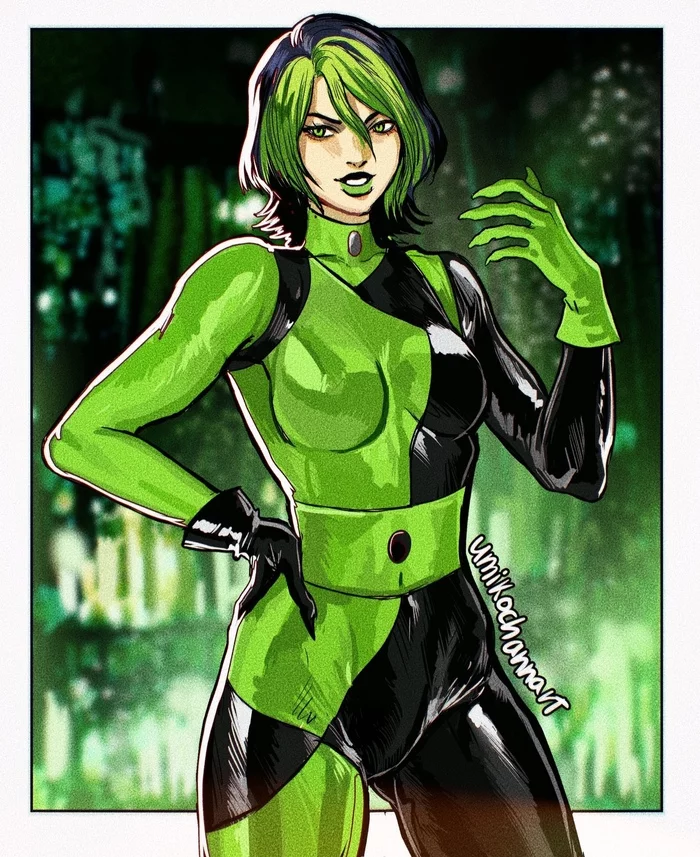 Jolyne cosplaying Shego - Jojos bizarre adventure, , Kim Five-with-plus, Shego, Art, Anime, Anime art, Longpost