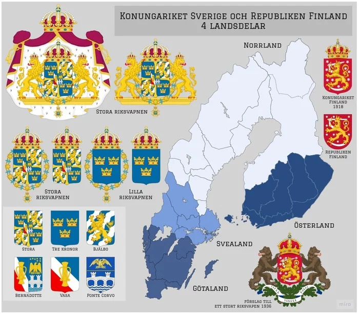Geographic division of Sweden. - My, North, Sweden, Finland, Scandinavia, Land, Regions, Story, Tribes, , Cards, Heraldry, Coat of arms, Geography, Horizon, Kingdom, a lion, Dynasty, Baltic Sea, The bay, Lapland, The Bears, Longpost