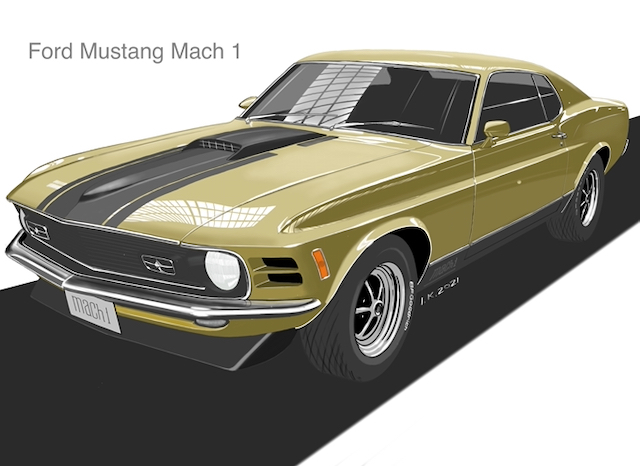 My first digital drawing - My, Digital drawing, Procreate, Ford mustang