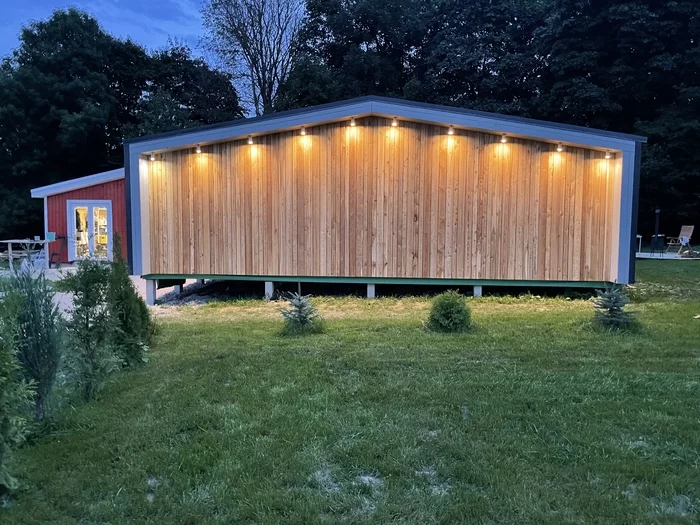 Barn light - My, Barn, Dacha, Construction, Lighting, Backlight, With your own hands, Building, Longpost