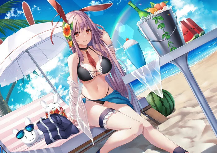 Reisen udongein inaba - NSFW, Touhou, Reisen udongein inaba, Anime art, Anime, Liya, Swimsuit, Boobs, Hand-drawn erotica, , Erotic