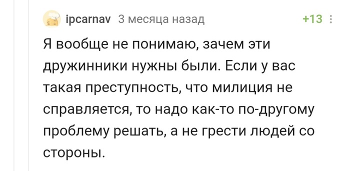That's it, Pikabu invented a way to build a society without crime - the USSR, Vigilantes, Society, Perfect world, Militia, Humor, Comments on Peekaboo, Screenshot