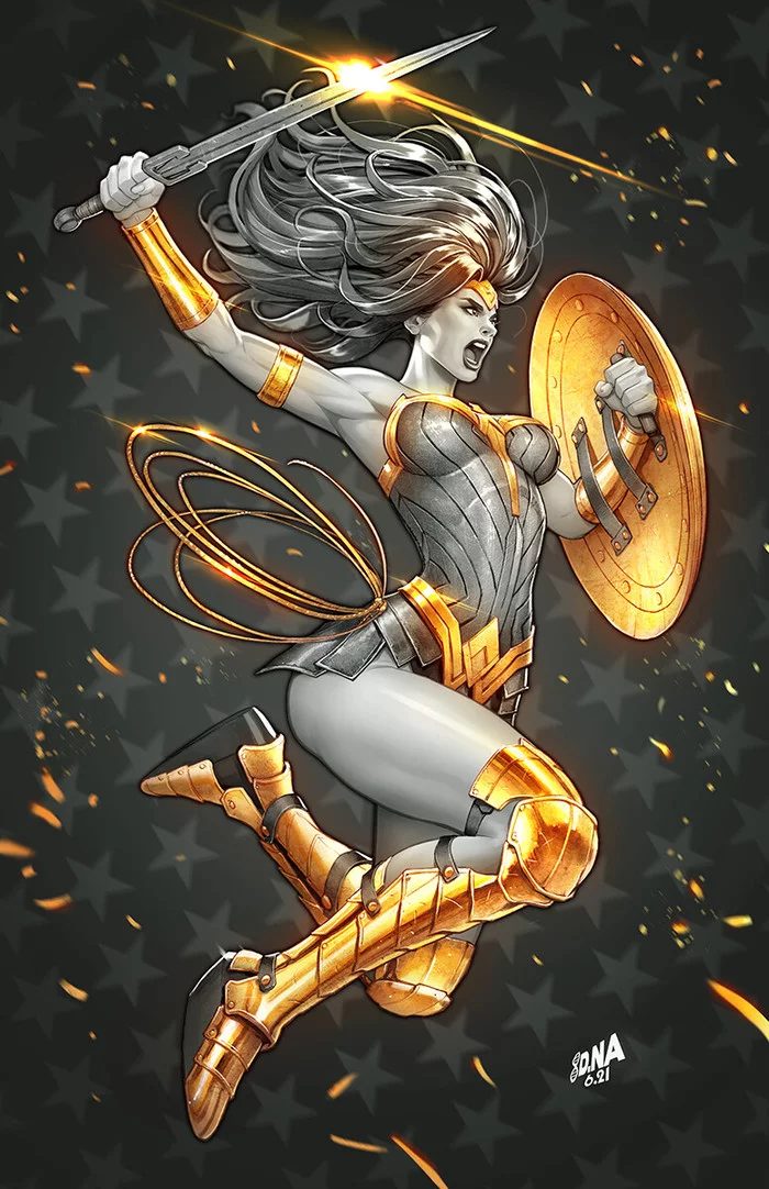Wonder Woman - Drawing, Dc comics, Wonder Woman, Diana Prince, Amazon, Girls, David Nakayama, Art