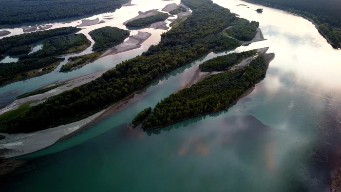 Sunset on the Ob River - My, River, Sunset, Nature, Altai region, Longpost, Ob, Dji, Aerial photography