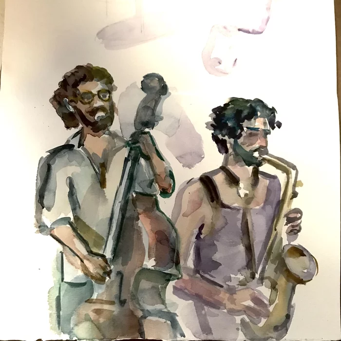 Sketches - My, Drawing, Watercolor, Concert, Tel Aviv, Hipster, Attention, Longpost