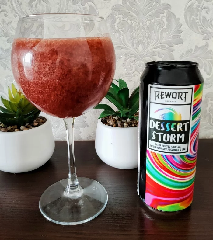 Dessert Storm by Rewort - My, Craft beer, Beer, Alcohol, Longpost, Overview, Raspberries, Cucumbers, Lime, Craft, , Beverages, Smoothie