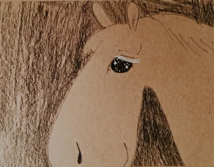Horse Day - My, Horses, Painting, Drawing, Graphics, Childhood, Summer, Memories, Longpost