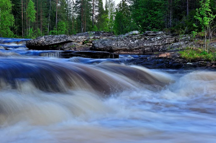 Experiments with long exposure. Belomorskaya Shuya river. North Karelia - My, The photo, Water, Landscape, Nature, Hike, Water tourism, Boat trip