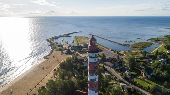 Вид на Ладожское озеро от Осиновецкого маяка - Моё, Осиновецкий маяк, Фотография, Ладожское озеро, Квадрокоптер, DJI Phantom 4