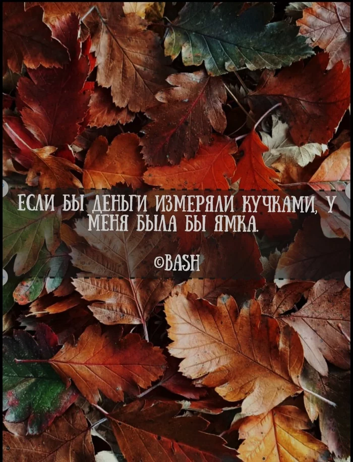 Sadness, autumn, September burns - Bash im, Autumn, Sadness, Pit, Money