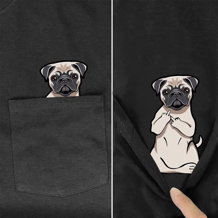 I found the perfect t-shirt - T-shirt, Funny, Humor, Pug, Indecent gesture
