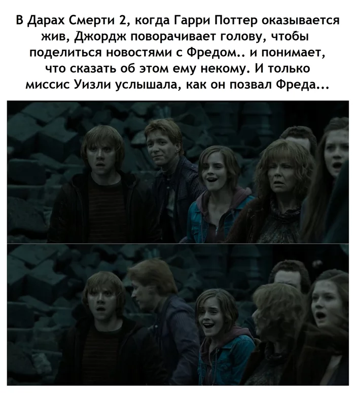 When you notice this... - Harry Potter, The Weasley Brothers, Weasley, Harry Potter and the Deathly Hallows, Scene from the movie, Translated by myself, Picture with text, Sadness, , Twins