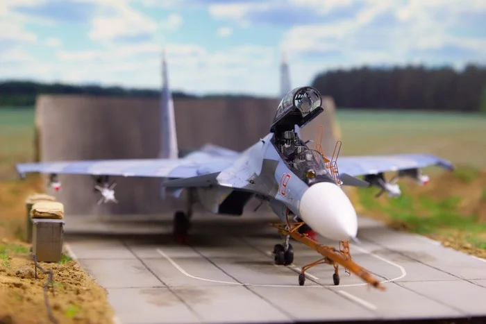 Model of the Su-30SM aircraft from the Zvezda company, on a scale of 1/72 - My, Airplane, Modeling, Models, Stand modeling, Aviation, Su-30cm, Scale model, Longpost