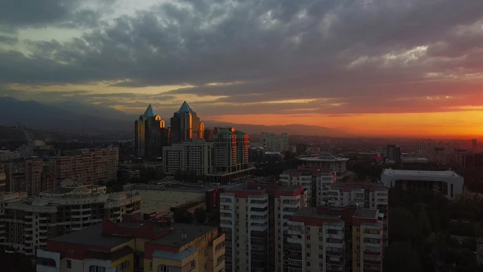 Yesterday's sunset in Almaty! - My, Drone, Kazakhstan, The photo, Almaty, Almaty mountains