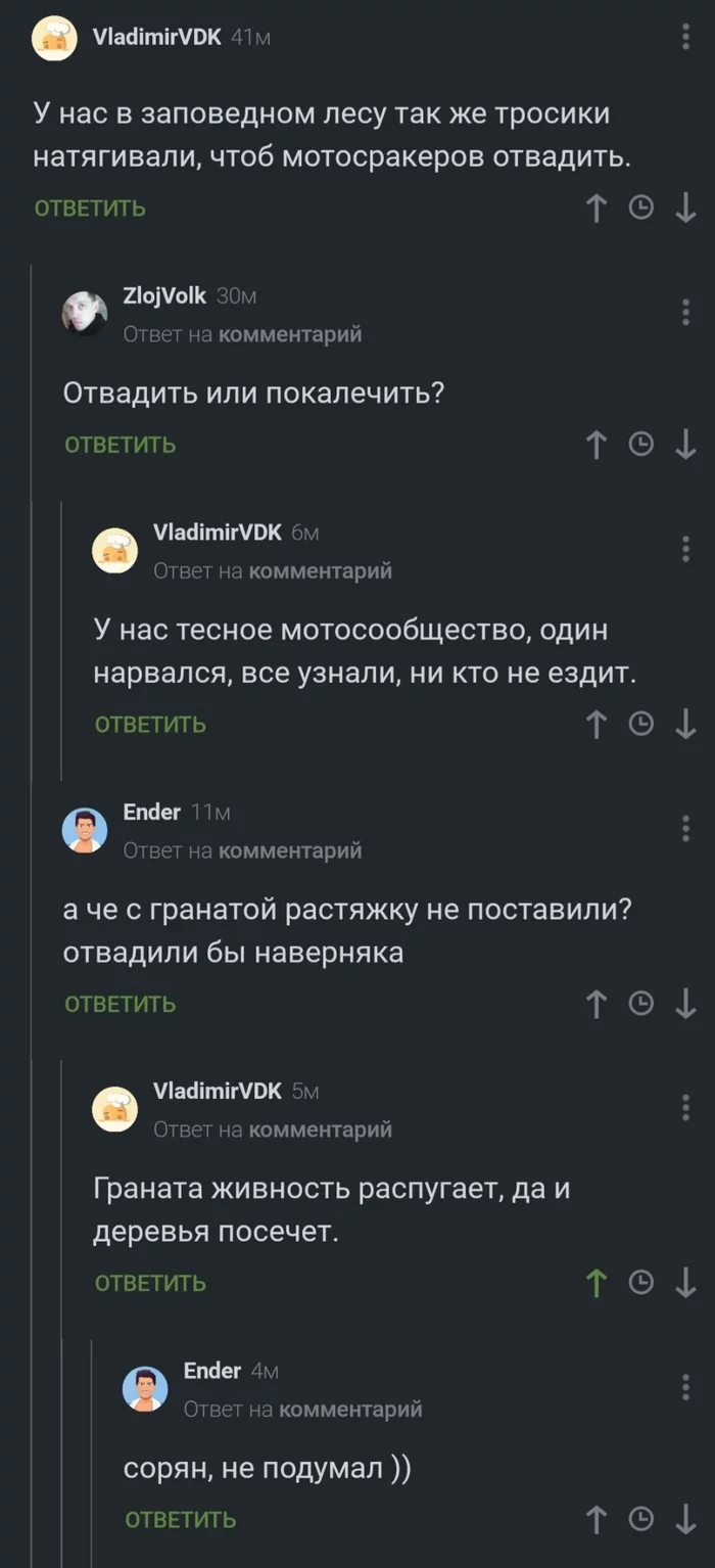 Защитник деревьев - Комментарии на Пикабу, Длиннопост, Леший, Проволока, Энты, Мотоциклисты, Лес