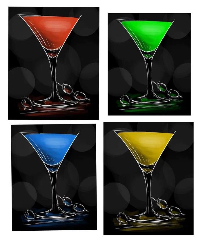 Weekend cocktail - My, Cocktail, Weekend, Beverages, Drawing, Recipe, Digital drawing