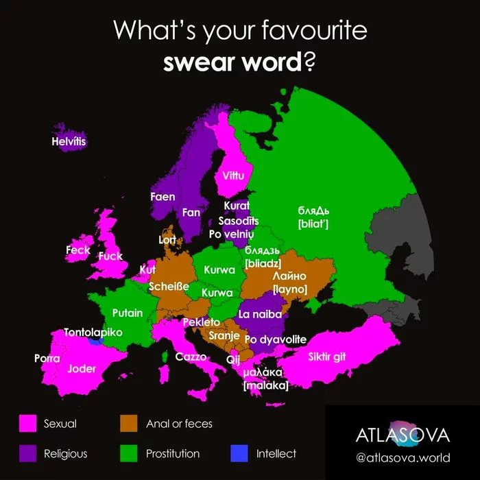 Favorite curse words in Europe - Mat, Inforgafika