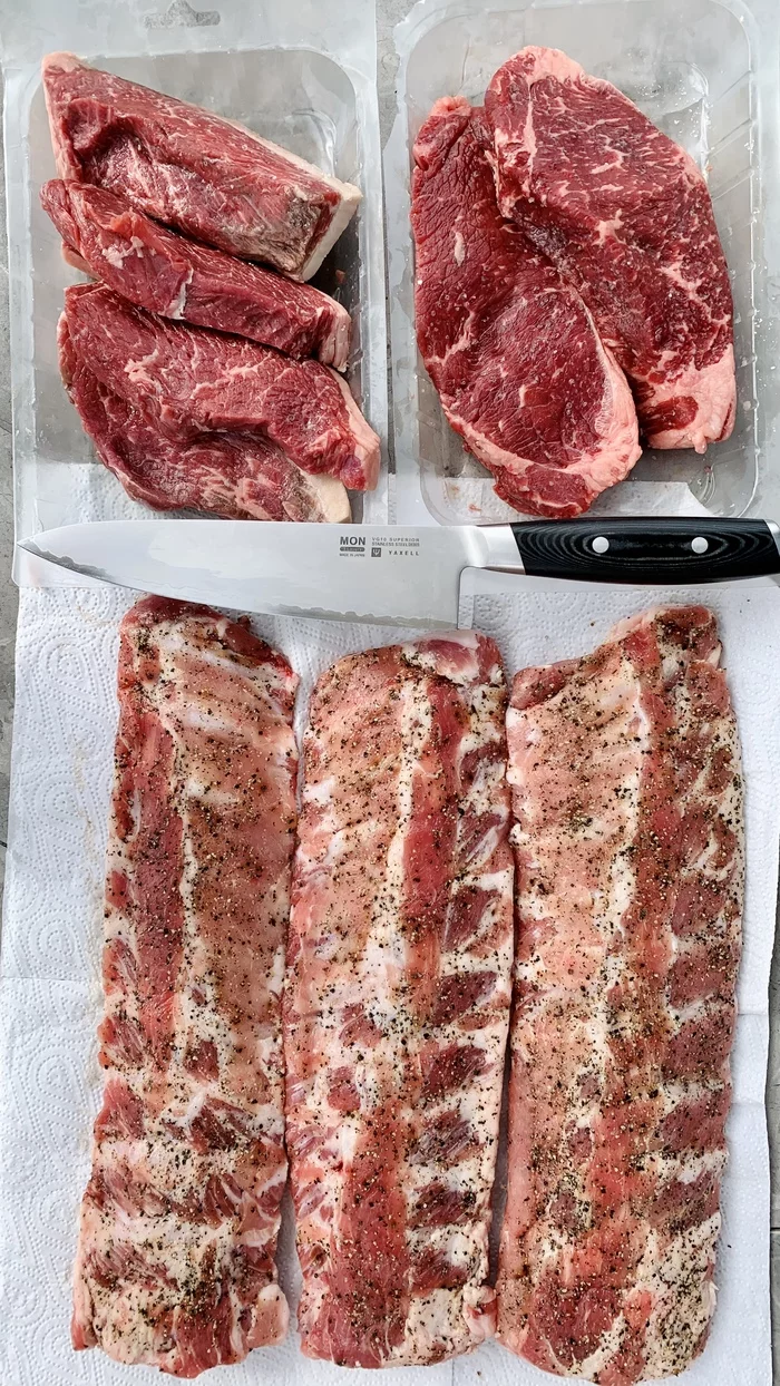 Striploin steak, aka New York, aka thin edge - My, Steak, Grill, Marble beef, Beef, Striploin, Vertical video, Food, The photo, , Meat, Video, Longpost, Cooking
