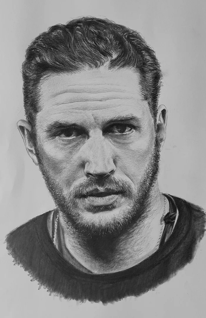 Tom Hardy - My, Pencil drawing, Portrait, Tom Hardy