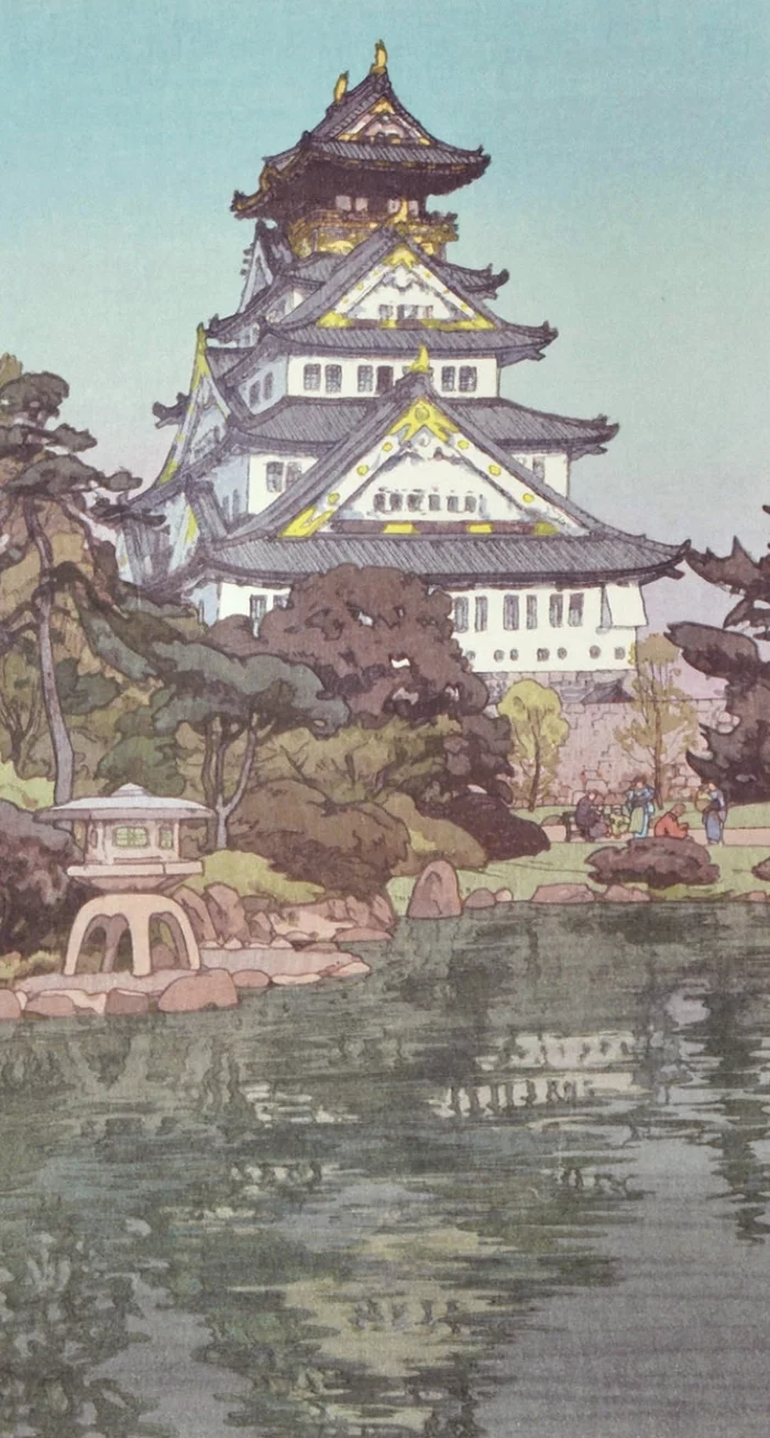 Yoshida Hiroshi Osaka Castle - Japan, Ukiyo-e, Engraving