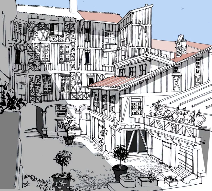 Historical center of Limoges, illustration - My, Illustrations, Architecture, Limoges