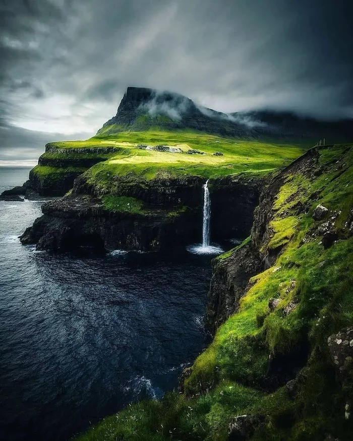 Faroe islands - Faroe islands, Nature, Sea, beauty, beauty of nature, The rocks, The photo, Clouds, , Waterfall