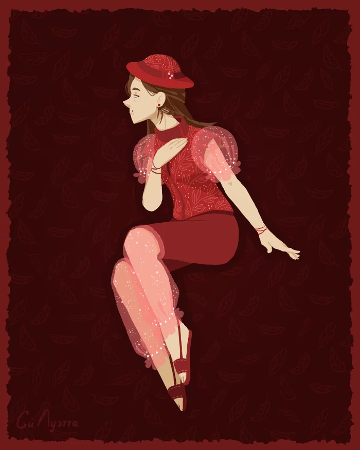 Wingarm, red suit - My, Girls, Original character, Digital, Clip Studio Paint, Red