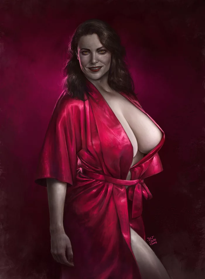 Waiting for Ethan - NSFW, Art, Drawing, Resident evil, Resident Evil 8: Village, Lady Dimitrescu - Resident Evil, Vampires, Girls, MILF, , Erotic, Hand-drawn erotica, Game art, Boobs, Without underwear, Robe, Justsomenoob