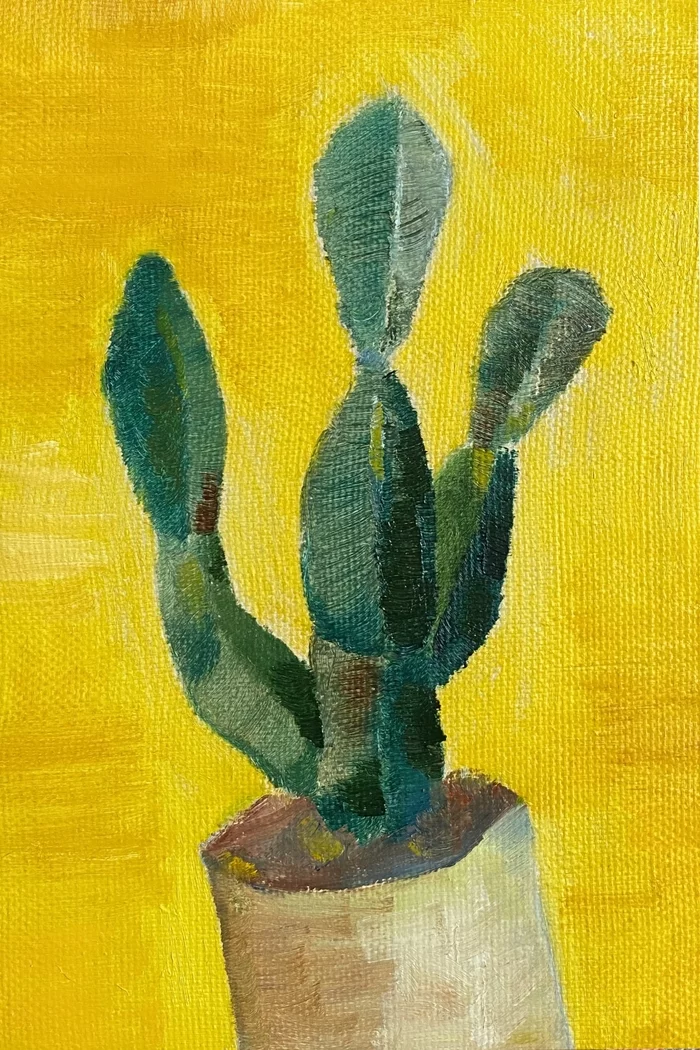 Cactus - My, Etude, Cactus, Oil painting, Painting, Plants