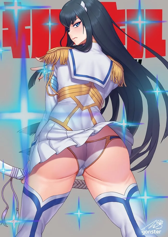 Шлёп! - NSFW, Девушки, Аниме, Anime Art, Kill la Kill, Kiryuuin Satsuki, Эротика, Рисованная эротика, Попа, Длиннопост