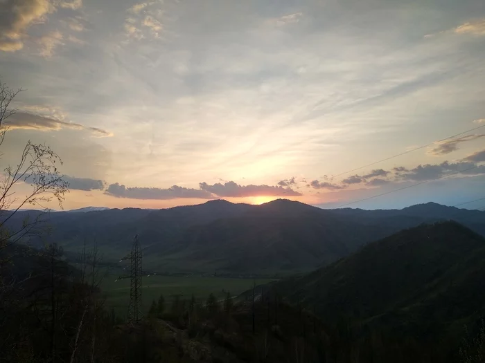 Sunset from the top of Chike-Taman - My, Altai Republic, Chuisky tract, Chike Taman Pass, Sunset, Mobile photography, The mountains