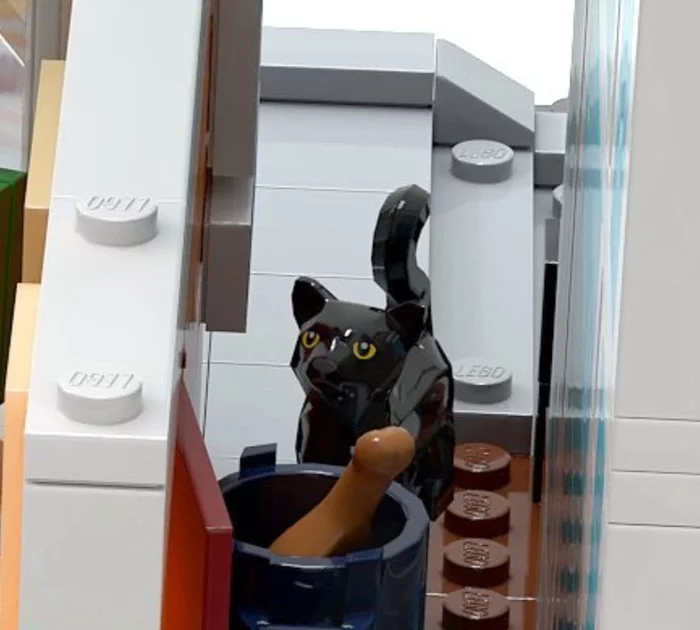 Panel house with a garbage chute and cast-iron batteries and a tolerant cat in Lego - Lego, Ideas, Russia, Longpost