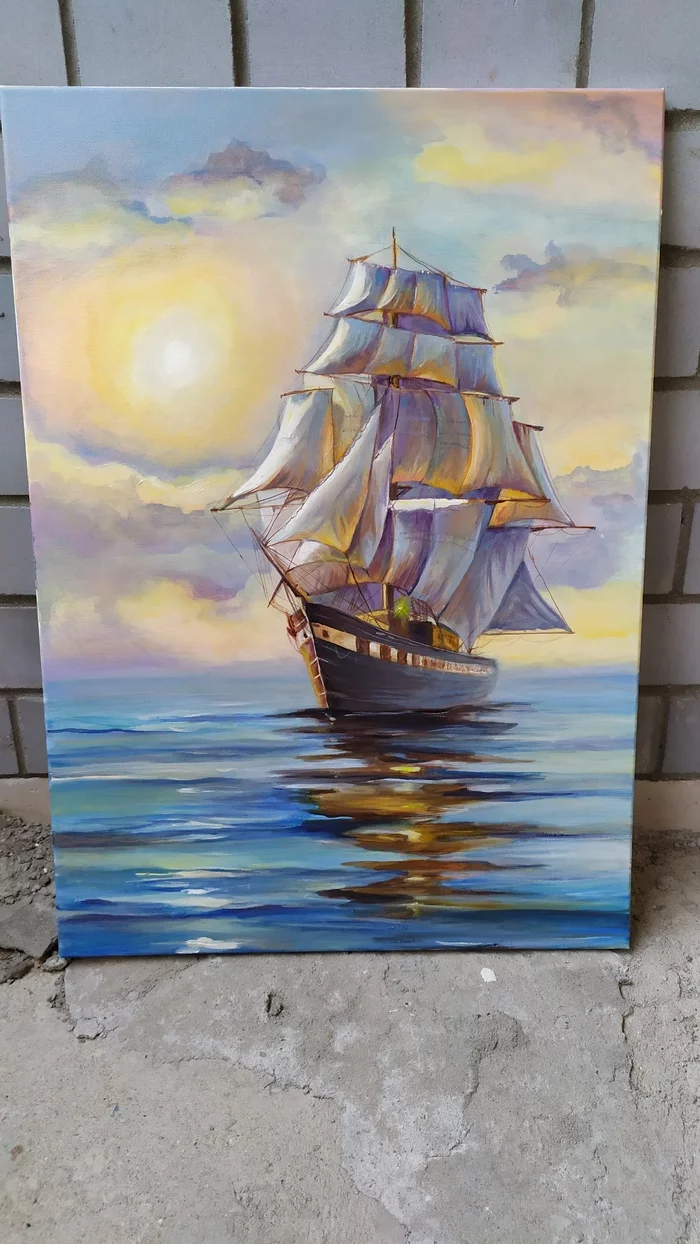 Sailboat to order - oil - My, Drawing, Painting, Oil paints, Friday tag is mine, Longpost
