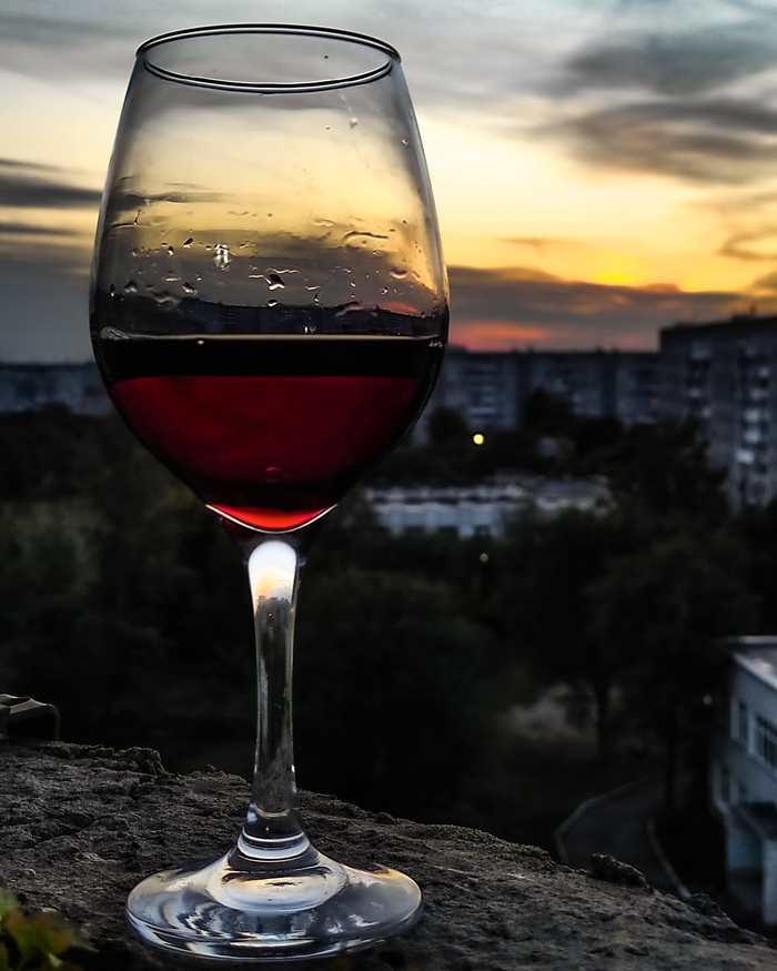 urban romance - My, Mobile photography, The photo, Sunset, Wine, Balcony