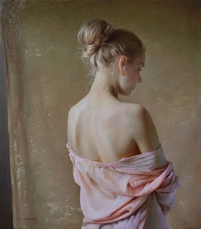 refinement - Drawing, Girls, Back, refinement, Sergey Marshennikov, Art