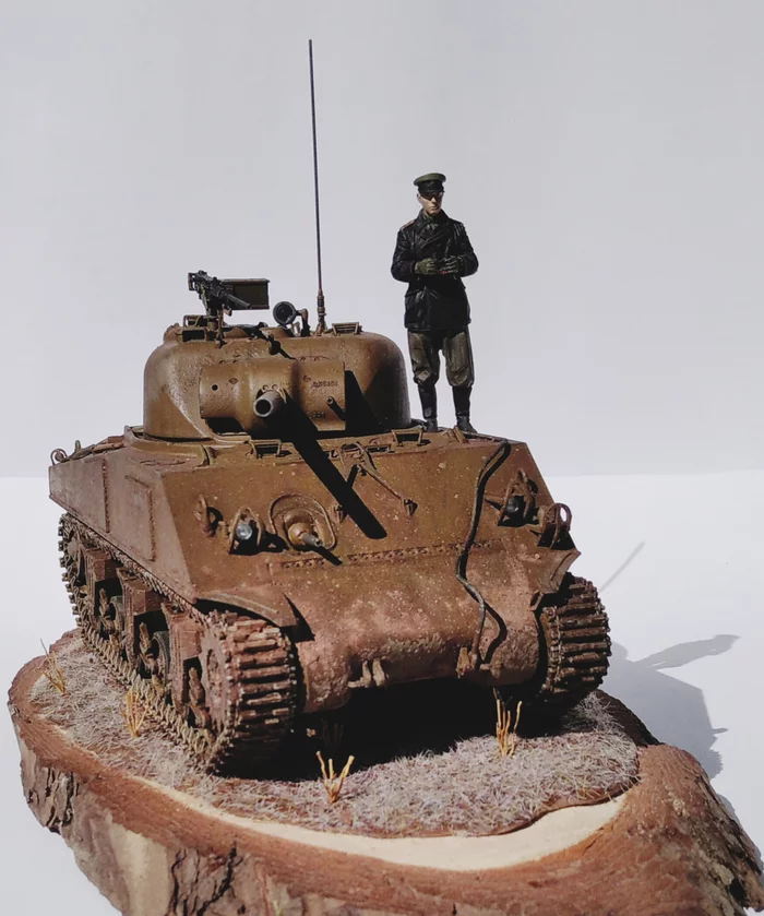 M4A2 Sherman, 1:35. - My, Stand modeling, Models, Modeling, BTT, Sherman, Scale model, Airbrushing, Longpost
