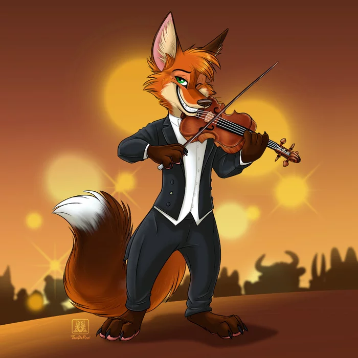 Maestro - Furry, Furry fox, Violin, Tanidareal, Art