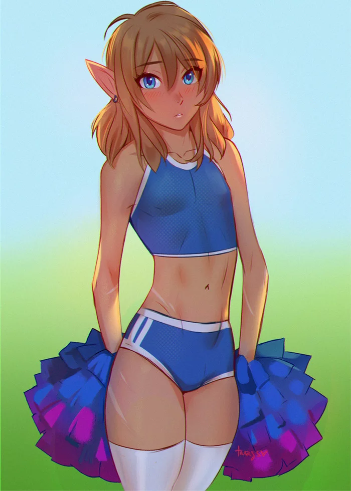 With such a cheerleader, victory is guaranteed - Anime trap, Link, Its a trap!, Trap Art, Anime art, The legend of zelda, Femboy, Cheerleading