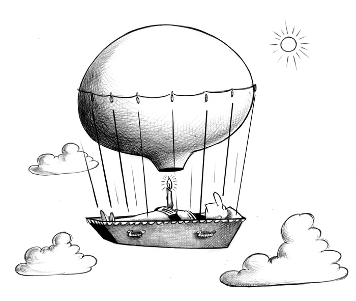 На большом воздушном шаре