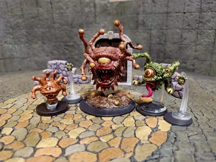 Pseudobeholders - My, Dungeons & dragons, Painting miniatures, Needlework without process, Beholder, Longpost