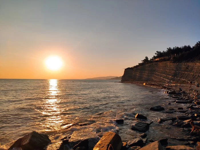 Дивноморский пляж на закате - Моё, Закат, Море, Дивноморское, Лето