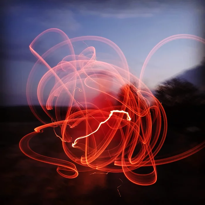 Painting with fire at a slow shutter speed - My, Mobile photography, The photo