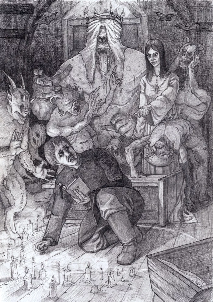 Viy - My, Art, Illustrations, Viy, Pencil drawing, Nikolay Gogol, Kripota