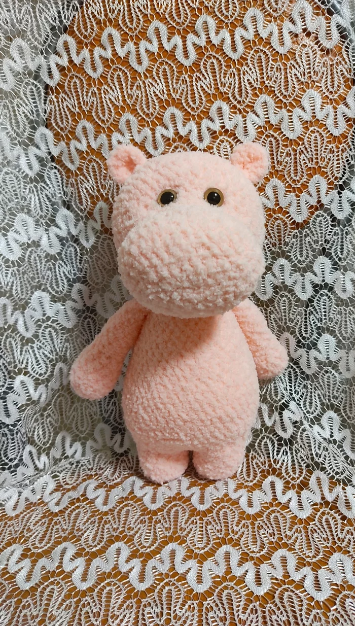 pink miracle - My, Needlework without process, Competition, Crochet, Knitting, Knitted toys, hippopotamus, Needleworkers give, Longpost