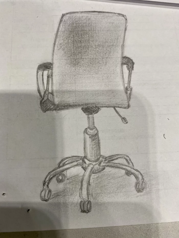 First drawing - My, Pencil drawing, Chair