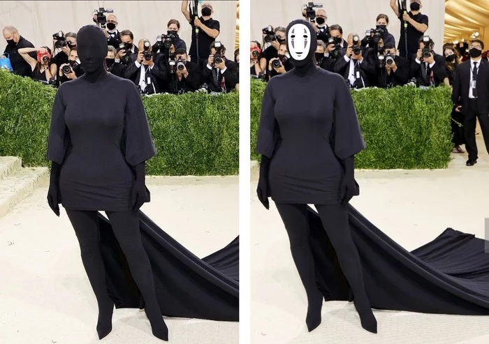 Corrected the look of Kim Kardashian at the Met gala - Kim Kardashian, Faceless, Humor, Kaonashi, Spirited Away