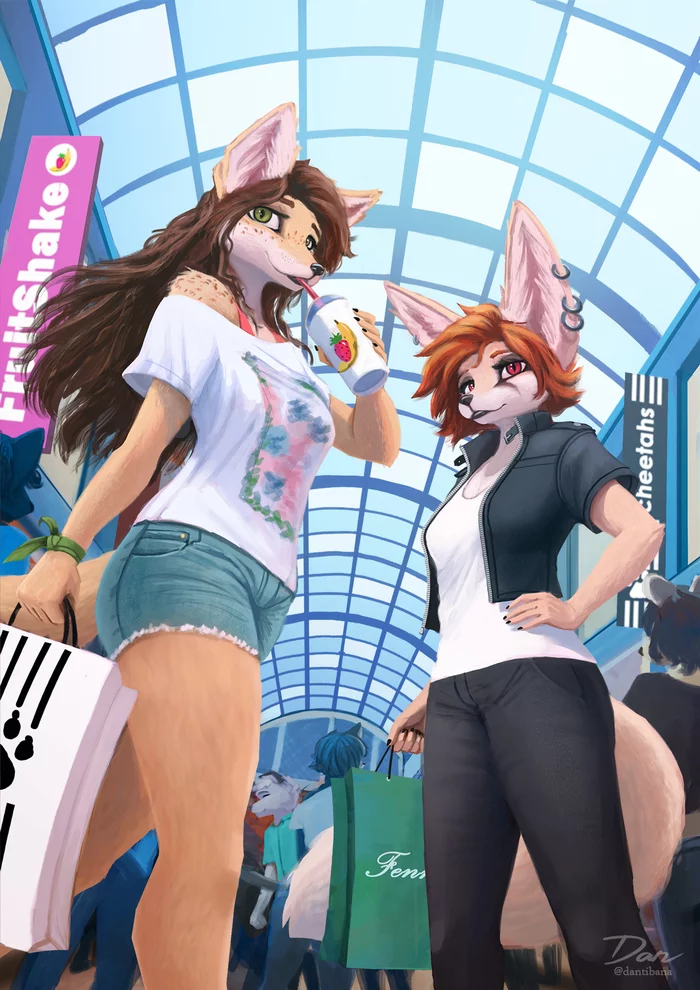 Shopping - Furry, Anthro, Art, Furry fox, Dantibana