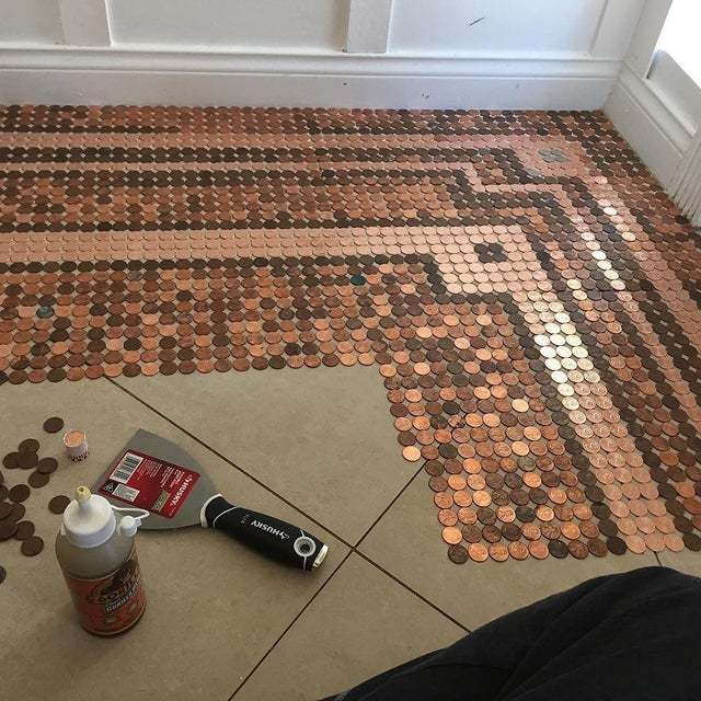 Mosaic of coins - Breaking, Coin, Mosaic, Longpost, Floor, Repair