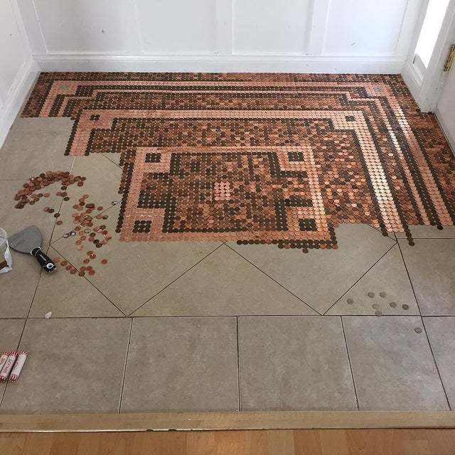 Mosaic of coins - Breaking, Coin, Mosaic, Longpost, Floor, Repair